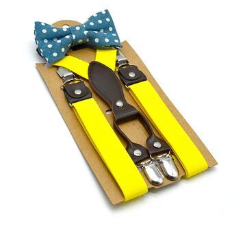 Bruin Baby Bretels Met Vlinderdas Britse Stijl Kids Bretels Set Solid Wedding Bretels Voor Kinderen Geel Roze 65Cm * 2.5 Neon geel