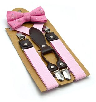 Bruin Baby Bretels Met Vlinderdas Britse Stijl Kids Bretels Set Solid Wedding Bretels Voor Kinderen Geel Roze 65Cm * 2.5