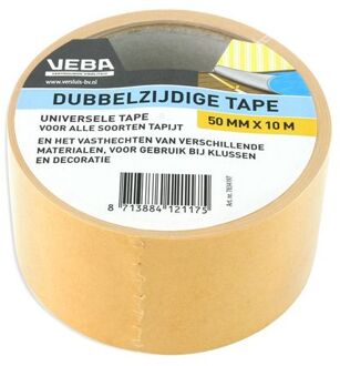 Bruin dubbelzijdig tape / tapijttape universeel 50 mm x 10 m - Tape (klussen)