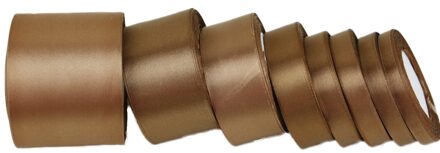 Bruin Enkel Gezicht Satijnen Lint Cadeaupapier Kerstmis Linten 10mm-22meters
