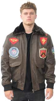 Bruin leren Amerikaanse pilotenbomberjack voor heren - Warschau - M
