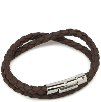 Bruin Leren Dubbele Wrap Armband Tod's , Brown , Heren - ONE Size