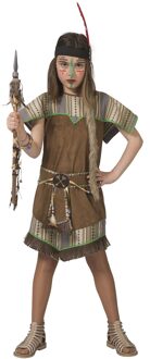 Bruin met groen indianen kostuum voor meisjes - 152 (12-14 jaar) - Kinderkostuums