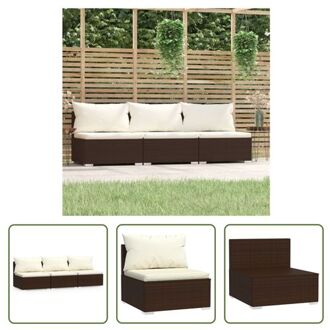 Bruin PE-rattan 3-zitsbank - 210x70x60.5 cm - Stevig gepoedercoat stalen frame