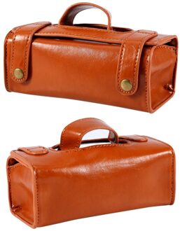 Bruin PU Leer mannen Scheerkwast Scheermes Toilettas Waterdicht Draagbare Pouch Scheren Bag Duurzaam Scheren Gereedschap Opbergtas