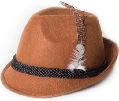 Bruin Tiroler hoedje - volwassenen - Oktoberfest feesthoeden - Alpenhoedje/jagershoedje