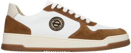 Bruin Wit Leren Sneakers Estro , Multicolor , Heren - 44 Eu,41 Eu,43 Eu,42 Eu,45 Eu,40 EU