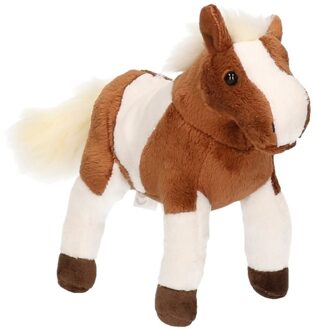 Bruin/witte paarden knuffels 26 cm knuffeldieren - Knuffel boederijdieren