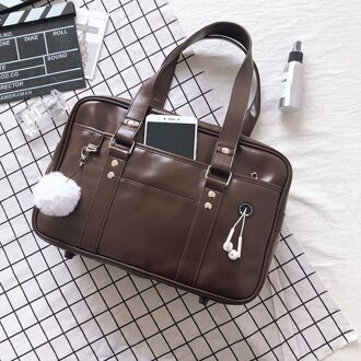 Bruin Zwart Japanse High School Student Zakken Jk Forens Pu Lederen Boekentas Reizen Messenger Bag Handtas Cosplay Kostuum Prop