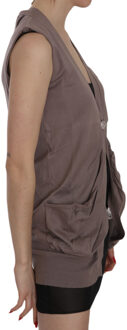Bruine 100% Katoenen Mouwloze Cardigan Top Vest - maat Veelkleurig