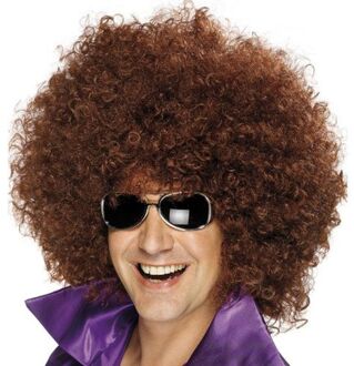 "Bruine afrodiscopruik voor volwassenen - Verkleedpruik - One size"