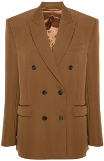 Bruine Double Breasted Blazer Wardrobe.nyc , Brown , Dames - S
