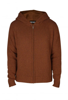 Bruine hooded vest met geribbelde randen Palm Angels , Brown , Heren - Xl,M