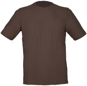 Bruine Katoenen Crepe T-Shirt met Zijopeningen Gran Sasso , Brown , Heren - 2Xl,Xl,L,M,4Xl,3Xl