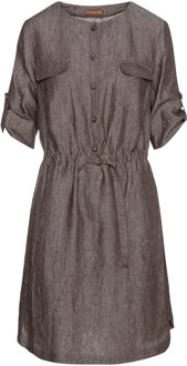 Bruine Linnen Jurk met Riem Detail - EU 40 / UK 12