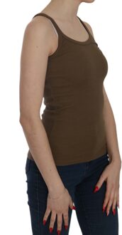 Bruine Mouwloze Spaghetti Band Blouse Top Veelkleurig