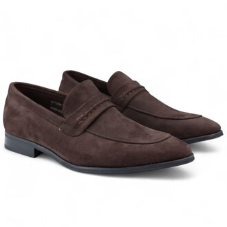 Bruine suède mocassin loafers voor heren, slimme instappers - EU 46