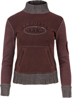 Bruine top met lange mouwen en geborduurd detail - maat