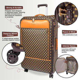 Bruine uitbreidbare reisbagage Sterke softshell-koffers