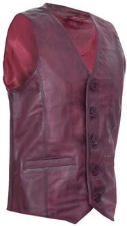 Bruinen lederen vest formeel traditioneel giletvest - maat 4XL Bourgogne
