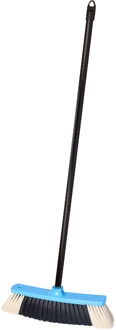 Brumag bezem voor binnen - bezemkop blauw - breedte 35 cm - steel 130 cm - alle vloeren