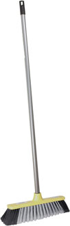 Brumag bezem voor binnen - bezemkop geel - breedte 35 cm - steel 130 cm - alle vloeren