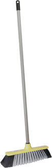 Brumag bezem voor binnen - bezemkop geel - breedte 35 cm - steel 130 cm - alle vloeren