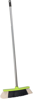 Brumag bezem voor binnen - bezemkop groen - breedte 35 cm - steel 130 cm - alle vloeren