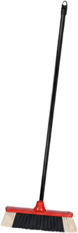 Brumag bezem voor binnen - bezemkop rood - breedte 35 cm - steel 130 cm - alle vloeren
