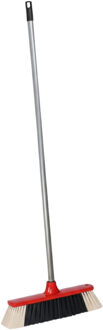 Brumag bezem voor binnen - bezemkop rood - breedte 35 cm - steel 130 cm - alle vloeren