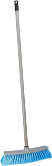 Brumag bezem voor binnen - bezemkop turquoise - breedte 35 cm - steel 130 cm - alle vloeren