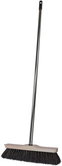Brumag bezem voor binnen gebruik - bezemkop hout - 28 cm breed - steel metaal 130 cm