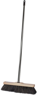 Brumag bezem voor binnen gebruik - bezemkop hout - 28 cm breed - steel metaal 130 cm