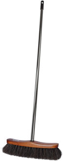 Brumag bezem voor binnen gebruik - bezemkop hout - 28 cm breed - steel metaal 130 cm