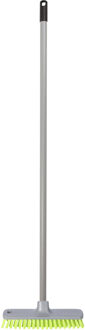 Brumag Luiwagen/schrobber 22 cm - Steel 120 cm - kunststof - grijs/groen - harde schrobborstel