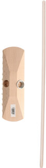 Brumag Luiwagen/schrobber 23 cm - met houten steel 120 cm - schrobborstel - schoonmaakborstel