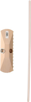 Brumag Luiwagen/schrobber 23 cm - met houten steel 120 cm - zachte schrobborstel - schoonmaakborstel