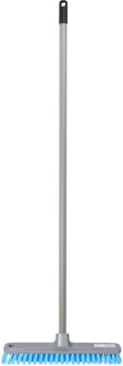 Brumag Luiwagen/schrobber 28 cm - Steel 120 cm - kunststof - grijs/blauw - harde schrobborstel
