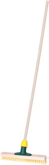Brumag Luiwagen/schrobber 30 cm - met houten steel 130 cm - harde schrobborstel