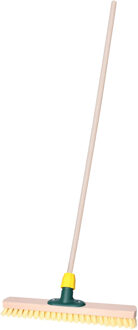 Brumag Luiwagen/schrobber 40 cm - met houten steel 120 cm - harde schrobborstel