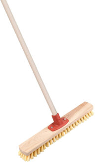 Brumag Luiwagen/schrobber 40 cm - met houten steel 120 cm - harde schrobborstel