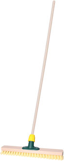 Brumag Luiwagen/schrobber 40 cm - met houten steel 130 cm - harde schrobborstel