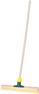 Brumag Luiwagen/schrobber 40 cm - met houten steel 140 cm - harde schrobborstel