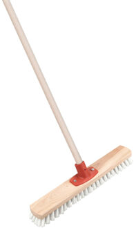 Brumag Luiwagen/schrobber 40 cm - met houten steel 140 cm - harde schrobborstel