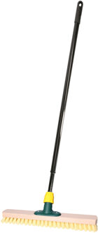 Brumag Luiwagen/schrobber 40 cm - uitschuifbare kunststof steel 80-130 cm - harde schrobborstel