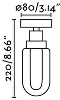 Brume badkamer plafondlamp, antraciet, glas, Ø 8 cm antraciet, helder, opaal