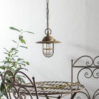 Bruno hanglamp voor buiten, antiek messing antiek messing, transparant