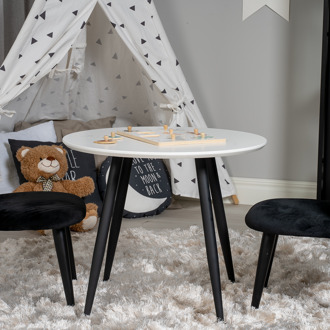 Bruno ronde kindertafel wit – met zwarte poten - Ø 60 cm