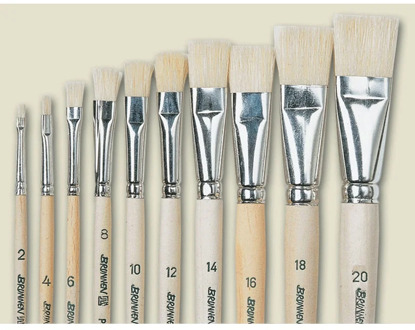 Brush Bristle Brunnen, for drawing, flat, natural wood No. 2