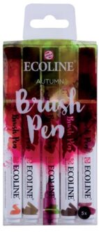 Brushpen Talens Ecoline set-herfst assorti blister a 5 stuks ass Groen